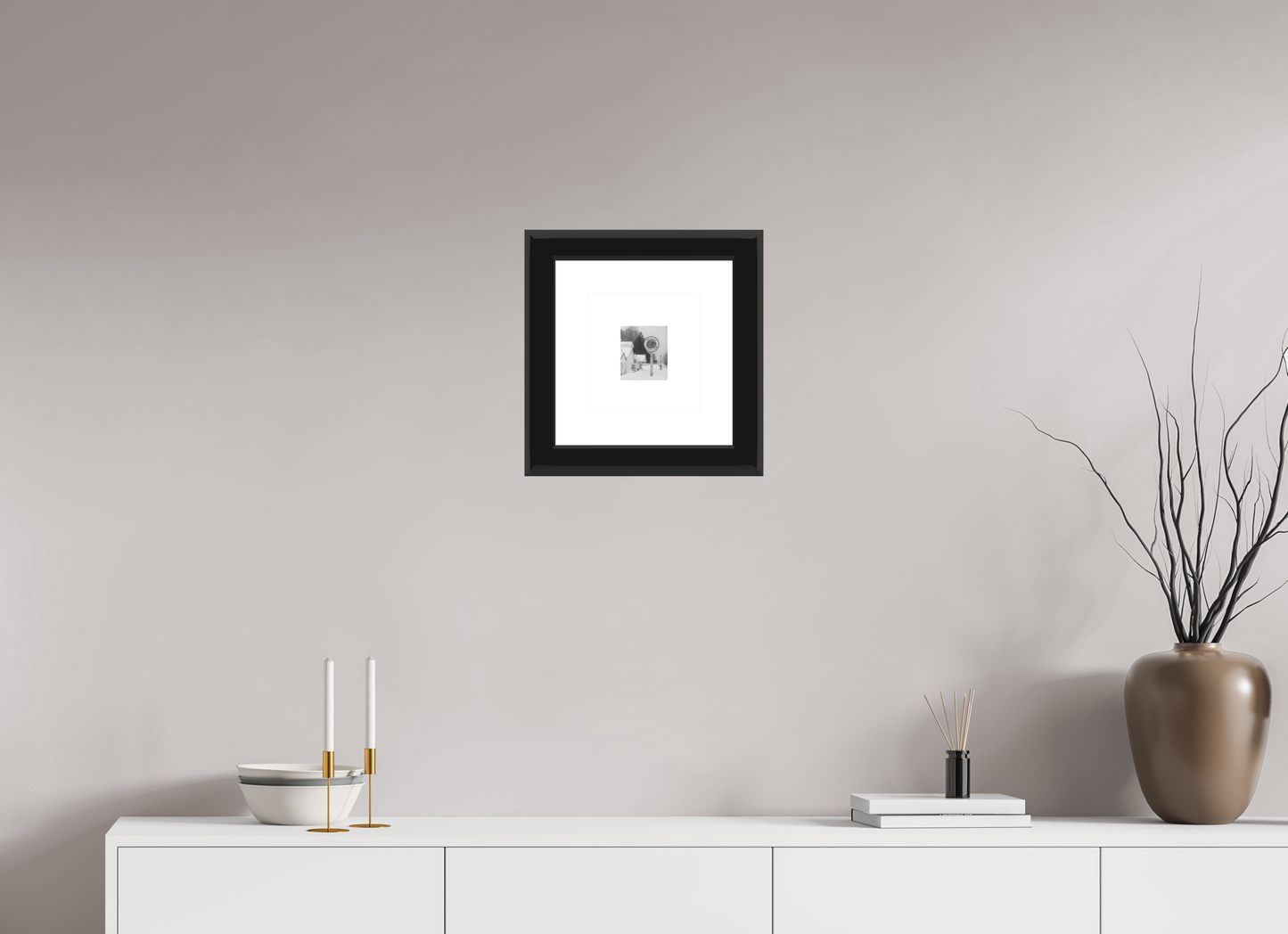 4 x 4.5″, Paper Print Matte, 2" White Border, 2" Black Frame Matte Glass Hasgas General Store