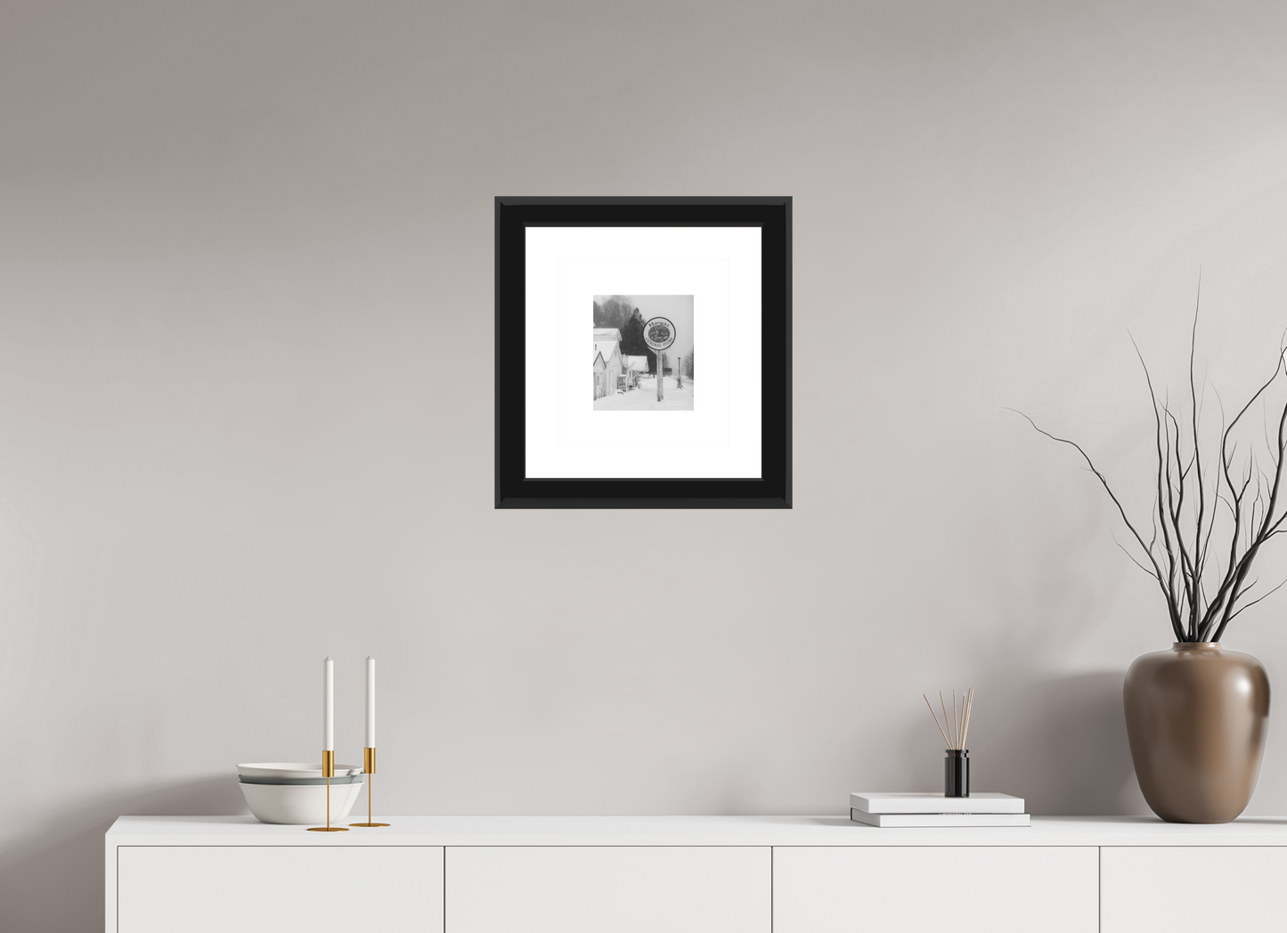 8 x 9″, Paper Print Matte, 2" White Border, 2" Black Frame Matte Glass Hasgas General Store